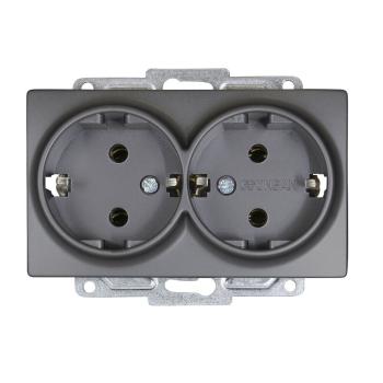 Gunsan Visage 2-fach Steckdose Unterputz Dunkelsilber Schutzkontakt 155150